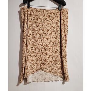 Vtg 90s Mind Games Ike & Eddie Ditsy Floral Lettuce Hem Skirt Size 1X Cottage